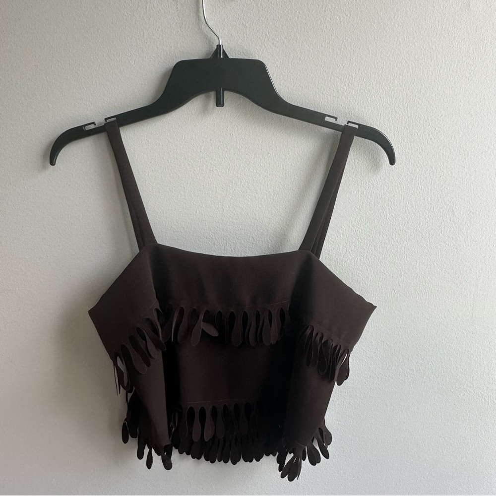 Vintage Issey Miyake Laser-Cut Teardrop Fringe Crop Tank